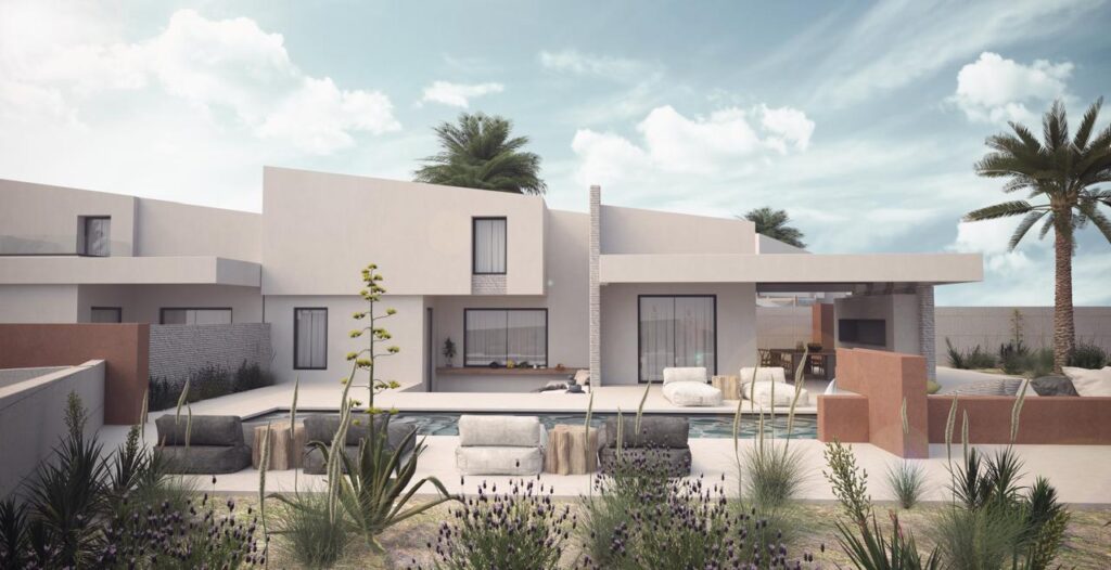 Modern white villas with private pools