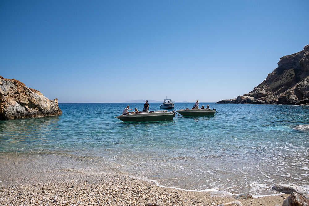Speedboats anchored at a quiet beach