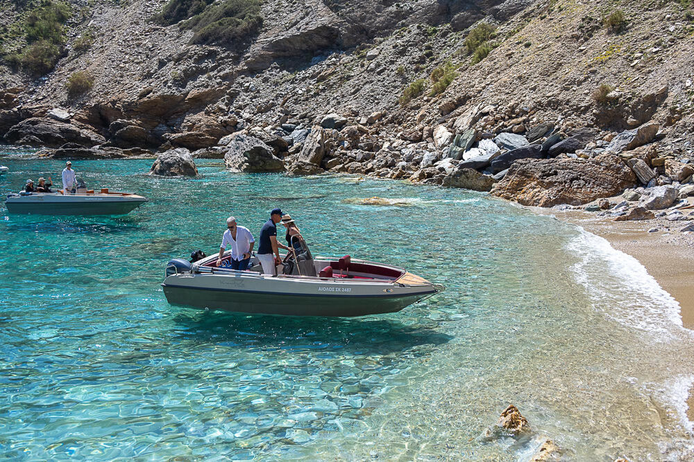 Speedboat in a turquoise bay
